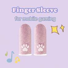 Rękawice BlackWow Couple Game Finger Sleeve - odporne na pot rękawiczki do ekranów dotykowych, odpowiednie do gier na smartfonach, z uroczym wzorem łapy kota, ergonomiczny uchwyt kciuka dla graczy, rękawiczki do gier, akcesoria do gier mobilnych, projekt knebla, elastyczne rękawy na palce - Różowy - Zobacz 7