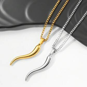 1 pieza Collar con colgante de chili de color plateado y dorado a prueba de agua para uso diario de hombres y mujeres, también como regalo de Navidad