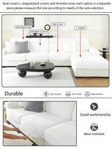 1pc Stretch Sofa Cover Non-Slip All-Inclusive Sofa Seat Cover Universal Sofa Cushion Cover Fabric Thickened Sofa Cover Cloth Machine Washable Dust-Proof And Dirt-Resistant Home Decoration Pet-Friendly Protective Cover White Fresh And Simple Room Decoration Adjustable Corner Sofa Cover Suitable For Bedroom, Office, Living Room Combination And L-Shaped Sofa Blanket And 1234 Seat Cover