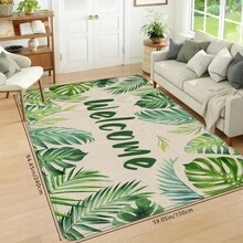 1pc Summer Minimalist Fresh Leaf Printed Doormat, Soft Non-Slip Absorbent Washable Area Rug For Kitchen, Bathroom, Bedroom, Laundry Room - Multicolor - View 17