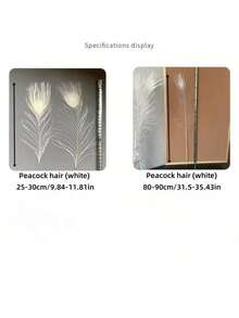 5 件逼真的人造孔雀羽毛，适用于 DIY 工艺品、优雅的家居装饰、派对和婚礼装饰、节日场合，手工细节，塑料材质，非常适合卧室、客厅或浴室装饰，孔雀装饰 - 白色 - 查看 4