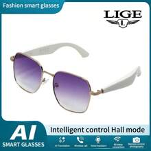 LIGE's New Casual Smart Bluetooth Glasses 55mAh MAh Capacity Battery Bluetooth Call/Music Playback/Voice Assistant/Remote Control Photography/AI Translation, Wind And Sandproof Fashion Multifunctional Smart Glasses For Women Every Day, Travel, Wear