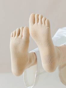 2/5 Đôi tất cổ ngắn năm ngón cho nữ nhiều màu, trơn, lưới bó eo, tách ngón, chống mùi, vải dệt kim nhẹ thoáng khí, phong cách Nhật Bản/INS tối giản, thích hợp mặc ở nhà, đi làm, thường ngày, thể thao, làm quà tặng ngày lễ, mùa thu - Nhiều màu - Xem 3