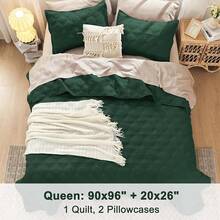 Size Quilt Bedding Set Teal - Full Lightweight Comforter Bedspreads & Coverlets Turquoise - Bedding Cover Bed Decor All Season - 3 Pieces (1 Quilt, 2 Pillowcases) - 07 - 翠綠色 - 查看 7