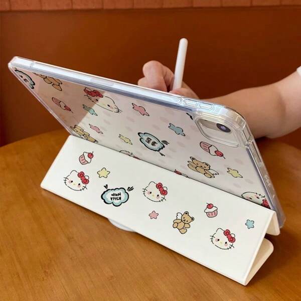 Sanrio 1 pieza Carcasa protectora para tableta de alta calidad con diseño de gato KT, compatible con iPad de 10.2 pulgadas, iPad Pro 11 2021/2020, iPad de 10.a generación, iPad mini 4/5/6, iPad de 12.9 pulgadas, protección integral para tu tableta
