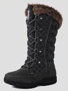 GLOBALWIN Women's Snow Boots Mid Calf Warm Winter Fashion Boots Comfortable Lace-UpWaterproof Boots Insulated Non-Slip Outdoor Shoes For Women - 1816GREY - 查看 1