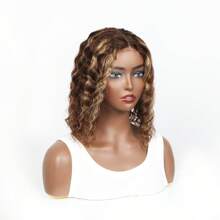 Glueless Ready To Wear Wig Human Hair Pre Plucked Precut P4/27 Highlight Ombre Honey Blonde Curly Bob 180 Density 6x4 Lace Closure Glueless Wigs With Natural Hairline For Women