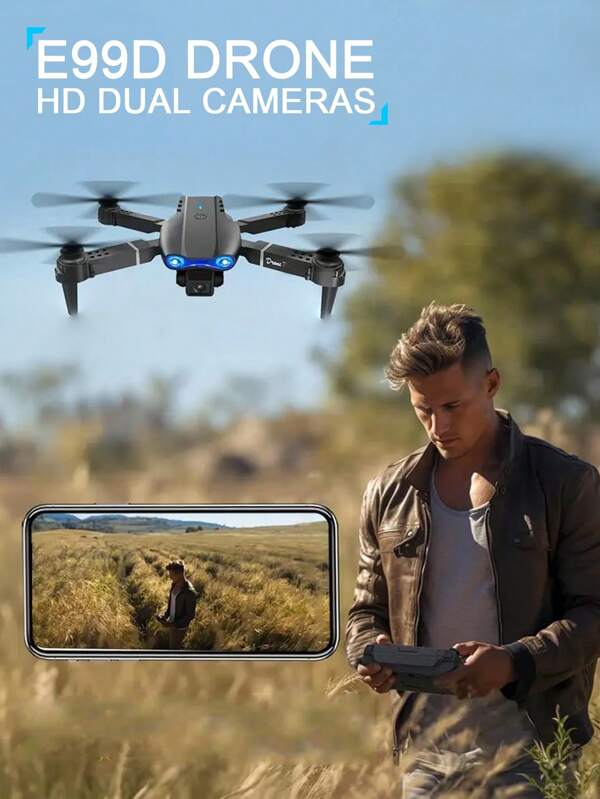 Drone E99 2025 com câmera dupla 4K HD, controle de altitude, decolagem/pouso com uma tecla, calibração de giroscópio, quadricóptero fácil de voar em ambientes internos/externos, ótimo presente de aniversário, Natal, Halloween e Ação de Graças