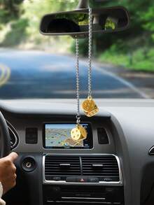 1pc Car Accessories Rear View Mirror Hanging Decor Metal Dice Pendant - one-size - View 11