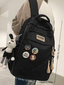 Men's Casual Chest Bag, Multifunctional Crossbody Shoulder Bag With USB Charging Port (Printed Strap Design Randomly Selected) For Student Travel Winter Gifts Large Capacity Multi-Functional Outdoor Vacation Chest Bag For Side Bags For Hip Bag Gifts For Valentine Day Valentines Black Bag Fanny Pack Stickers Summer Back To School Valentines Gifts Valentine Gifts Pouch Belt Bag Festival , Valentines Gifts - Black - View 5