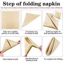 New-2025  12 Piec Satin Napkins Soft Dinner Napkins Square Weddings Table Napkin 17 X 17 Inch For Rtaurant Weddings Party Dinner Dration (Champagne) - Champagne 17 x 17 inch - View 3