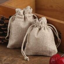 50pcs Reusable Coarse Linen Gift Bags, 3*4inch With Drawstring, Linen Bags For Wedding Gifts, Party, Jewelry Pouches, Linen Bags, Birthday Gift Bags, Arts & Crafts, Jewelry Packaging, Wedding Favor Bags, Wedding Decor, Party Favor Bags, Birthday Gift Bags