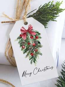 20 sztuk etykiet na prezenty w kształcie szyszek sosnowych na Boże Narodzenie - z 5-metrowym sznurkiem jutowym, wielosceniczne etykiety na szyszki sosnowe i kokardy - wiszące etykiety dekoracyjne na święta, dekoracja do pakowania prezentów i kart dekoracyjnych do pudełek | Idealne na święta Bożego Narodzenia, noworoczną dekorację prezentów