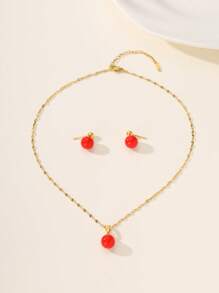 Conjunto de 3 Peças de Joias Minimalistas na Moda Versátil para Transporte, Colar, Gargantilha e Brincos de Pérola Falsa para Mulheres