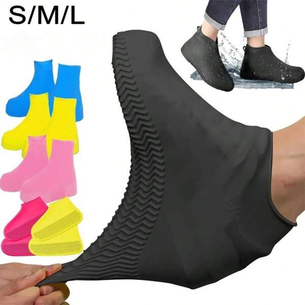 Cubrecalzado de silicona impermeable - Antideslizante y reutilizable para días lluviosos al aire libre, senderismo, ciclismo