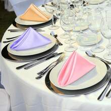 New-2025  12 Piec Satin Napkins Soft Dinner Napkins Multicolor Square Weddings Table Napkins 17 X 17 Inch For Rtaurant Weddings Party Dinner Dration (Pastel Rainbow) - Pastel Rainbow 17 x 17 inch - View 6