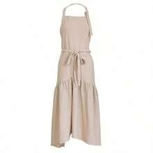 Brief Nordic Style Mermaid Fairy Linen Cooking Kitchen Apron For Woman Dress Flower Shop Smock Hairdresser Bib - Multicolor - View 4