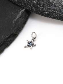 1 pieza Simple y único colgante de plata esterlina 925 con estrella brillante y piedra natal. Regalo de joyería delicada para mujeres u hombres