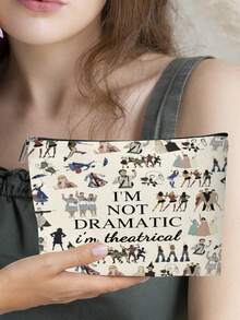 1 Pieza Bolsa de maquillaje para teatro musical - 'No soy dramática, soy teatral' Estuche cosmético con cremallera - Regalo para fans del teatro - Gris - Ver 3