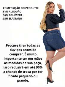 Kit 2 Bermudas jeans plus size feminina Cintura alta Com Lycla (Elastano)