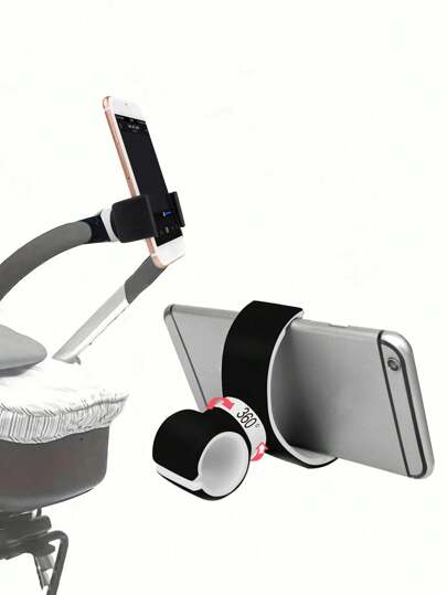 1pc Baby Stroller Phone Holder, 360° Rotatable Mobile Phone Mount For Infant Carriage, Travel Stroller Accessory