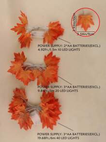 1pc Halloween Maple Leaf String Lights, Maple Leaf Wreath Lights, Halloween, Thanksgiving And Autumn-Themed Decorative Light Strings, Suitable For Halloween Decoration, Autumn-Style Decoration, Living Room, Bedroom And Dining Table Decoration, Outdoor Courtyard Decorative Lights, Festival Ornaments Home Decor Fall Decor Room Decor Autumn Decor