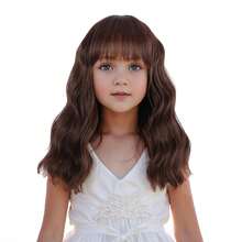 Mixed Brown Wig For Child Short Chocolate Brown Wig With Air Bangs For Girls Short Brown Wavy Curly Wig For Kids Heat Resistant Synthetic Wig With Wig Cap…Essential Festive Atmosphere For Christmas - Blonde Ombre Blue Pink - View 6