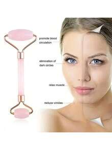 1 Pc Face Beauty Massage Tool Set, Including Roller, Massage Board, Body Back Gua Sha Board, Pink And White, Face Massager Roller For Lifting And Tightening, Gua Sha Board Facial Massage Tool, Imitate Jade Roller - Multicolor - View 3