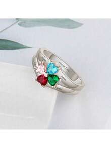 One Piece Customized Women's Birthstone Ring, Fine Women's Jewelry Gifts, Mother's Day Gifts, Valentine's Day Gifts, Birthday Gifts, Wedding Anniversary Gifts, Christmas Gifts, High Grade Gifts For Friends And Classmates Graduation Gifts For Family Members - Multicolor - View 5