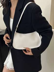 纯色极简拉链单肩包，时尚新月形包，拉链单肩包，仿皮纯色钱包，酒红色内衣收纳袋，理想的新年礼物，时尚酒红色内衣收纳袋