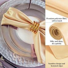 New-2025  12 Piec Satin Napkin Square 20 X 20 Inch Dinner Napkins Weddings Party Napkin Soft Table Napkins For Romantic Weddings Party Dinner Dration (Gold) - 金色 20 x 20 英寸 - 查看 3