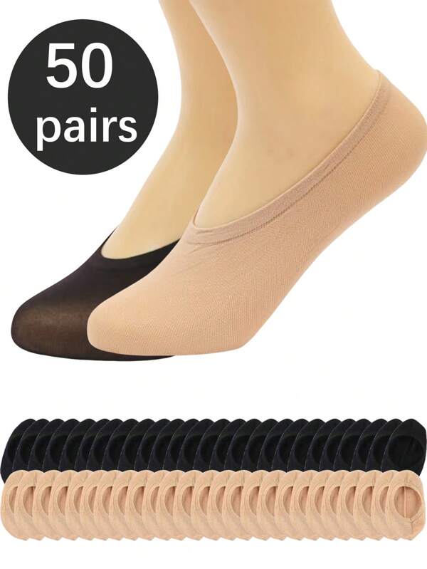 50/20/10/5/1 Pair Women Low Cut No-Show Socks, Ladies Solid Color Socks, Fashion & Comfortable Invisible Socks, Silicone Non-Slip Durable Boat Socks, Business Casual Holiday Black White Short Socks, Odor Resistant Breathable Elastic Socks, Unisex Short Boat Socks, Invisible Socks, Moisture Wicking, Quick Drying, Fashion, Casual, Comfortable, Breathable, Odor Control Socks, Suitable For Men & Women Daily Wear, Summer Women Sheer Socks, Unisex Invisible Socks
