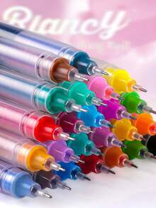 24pcs Assorted Color Liquid Ink Rollerball Pens Set, Random Colors, Painting Supplies - Multicolor - View 6