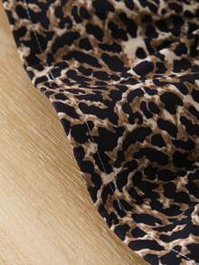 3pcs Set Baby Girls Casual Leopard Print Bow Short Sleeve Bodysuit + Leopard Bow Skirt + White Headband, Spring/Summer - Multicolor - View 7