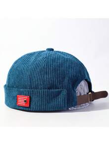 1pc Unisex Vintage Solid Knitted Beanie, Adjustable Corduroy Hip Hop Cap