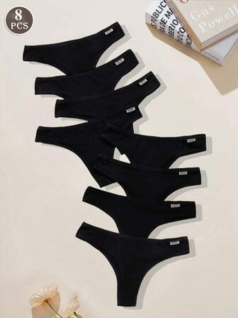 8 piezas de bragas tipo tanga para mujer, ropa interior sexy de cintura baja y corte triangular