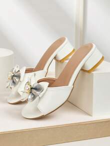 Sandálias de salto alto abertas, elegantes e fofas, de cor sólida, respiráveis e leves, adequadas para casamentos, festas e apresentações