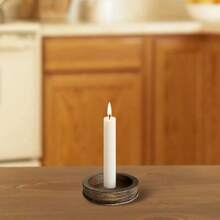 Portavelas de pilar de estilo rústico con efecto de madera y hierro- Con decoración de grano de madera falsa en un estilo país- Decoración del hogar, centro de mesa para bodas, regalo de inauguración de la casa, Día del Padre, Día de la Madre, regalo de Navidad
