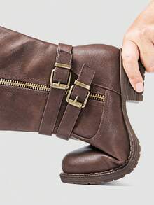 GLOBALWIN Women's Knee High Boots Fashion Comfortable Riding Boots For Women Low Heel  Holiday Season Fall Winter Boots - Brown - View 7