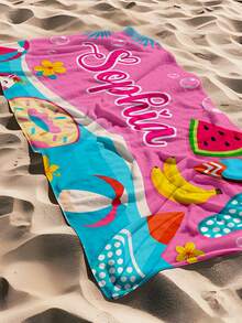 1PC Customized Name Ocean Beach Towels, Personalized Kids Beach Towel For Girls Boys, Outdoor Travel Swimming Accessories, Multiple Sizes Available - Style 1 - View 3