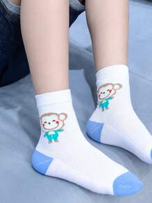 5 Pairs Kids' Mesh Breathable Thin Socks, Colorful Striped Socks For Boys And Girls, Spring/Summer