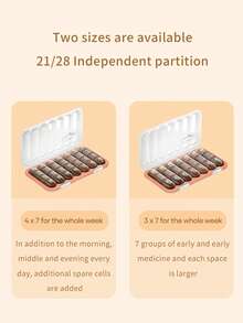 1pc 7-Day Portable Mini Medicine Pill Box, 3 Times A Day Travel Organizer, Sealed Moisture-Proof Compartment Pill Storage Case, Large Capacity Multi-Grid Detachable Design - Multicolor - View 4