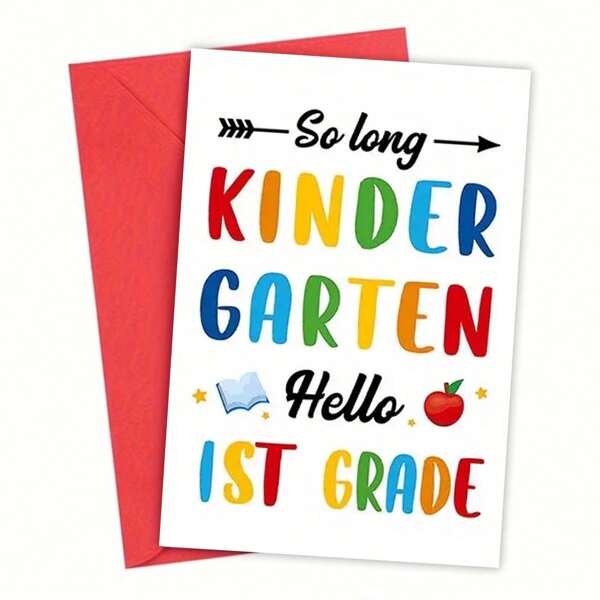1 Stück süße Abschlussgrußkarte mit Umschlag, farbiges Design, perfekt für Studenten, Familien, beste Freunde, Söhne und Töchter, Glückwunschkarte zur Abschlussfeier, Deko für Abschlussparty, perfektes Abschlussgeschenk