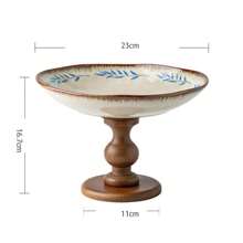 1 Stück chinesische hochwertige Keramik Obstschale im Vintage-Stil, Retro Holz-Hochfuß Obstplatte, Keramik Obstschale für Wohnzimmer, Haushalt Snackplatte, Hochständer Dessert Präsentationsteller, Luxus Trockenobstteller, Dekorative Platte, Restaurant dekorative Obstschale, Flur Aufbewahrungsplatte, Eingangsbereich Schlüsselablage