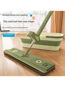 1pc 40cm Multi-Functional Slouchy People Flat Mop, New Hands-Free Home Wet & Dry Dual-Use Mop Cleaning Tool
