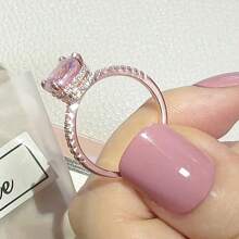 1 pieza Anillo de moda para mujer, estilo dulce y elegante, anillo de aleación con circonita incrustada, adecuado para el Día de San Valentín, vacaciones, ir al trabajo, citas, fiestas, bodas, compromisos, como regalo para esposa, novia, madre, aniversario, Año Nuevo, apto para todas las estaciones