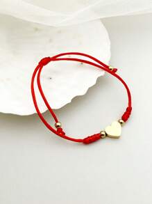 Mazuer 1 pieza Pulsera de cuerda roja con forma de corazón y diseño minimalista con temática de playa de verano y vintage para mujer, diseño versátil para citas, regalos bohemios, festivales, fiestas, uso diario y vacaciones