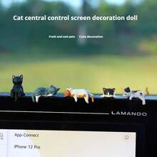 5件可爱PVC猫雕像，微型景观雕塑，花园小雕像摆件，适合家居、车内和桌面装饰，生日礼物。款式随机搭配。 - 彩色 - 查看 3