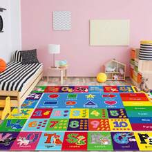 1pc Kids Game Carpet, Children Play Mat ABC Educational Area Rug, Toddler Baby Playroom Mat, Alphabet Animals Soft Non-Slip Kids Rug For Boys Girls Bedroom - Blue - View 5