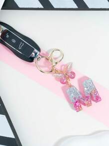 Breloc cu litere engleze A-Z, albastru și violet, fluture, franjuri, geantă de femei, dragoste, paiete, rășină, pandantiv, breloc auto, accesorii auto, geantă, farmec școală, drăguț Goth Y2k